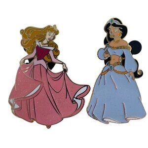 Disney Pins Set of 2 Sparkle Princesses Aurora 2004 and Jasmine 2002